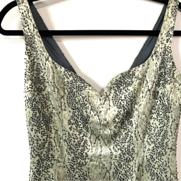 Cache Beaded Snakeskin Print Cocktail Dress - Picture 2 of 5